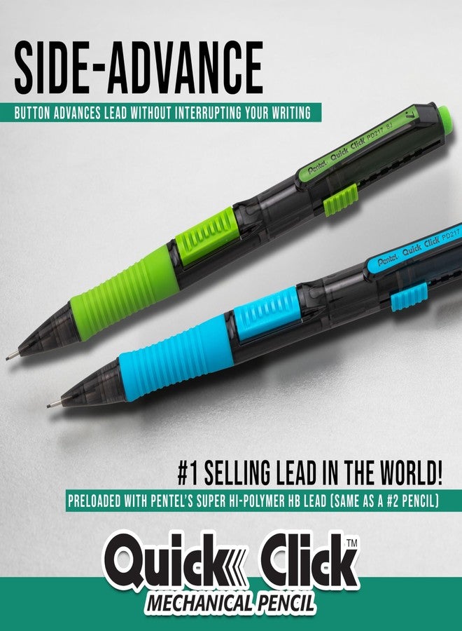 بنتل قلم رصاص ميكانيكي Pentel Quick Click Pop، (0.7 مم)، متوسط، 2 عبوة إعادة تعبئة للممحاة، عبوة من 4 قطع (PD217ALEBP4) - Image 3